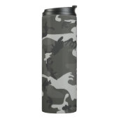 Grijs camouflagepatroon, militair patroon, leger thermosbeker (Gedraaid links)