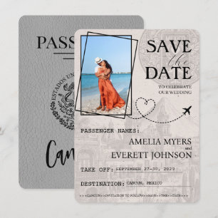 Grijs Cancun paspoort Bewaar de datum Save The Date