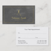Grijs Canvas Gouden Lijst & Schaar Haarstylist Afsprakenkaartje (Voorkant / Achterkant)