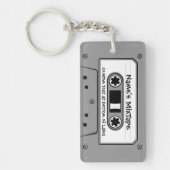 Grijs Cassettebandje audio Sleutelhanger (Voorkant)