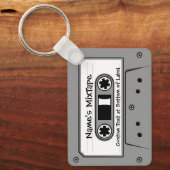 Grijs Cassettebandje audio Sleutelhanger (Voorkant)