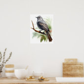 Grijs Catbird Bird Art Print Poster (Keuken)