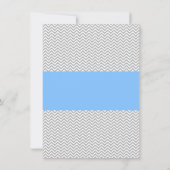 Grijs Chevron Blauw Kruis Jongen Doop Doop Kaart (Achterkant)