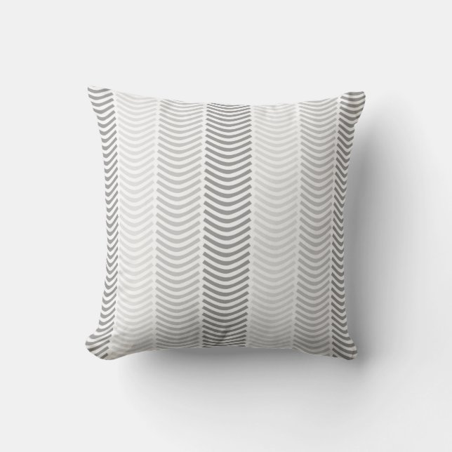 Grijs Chevron Patroon/Print Kussen (Voorkant)