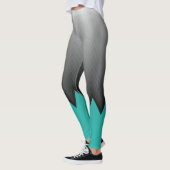 Grijs chevron-patroon Turquoise blauw aangepaste k Leggings (Links)