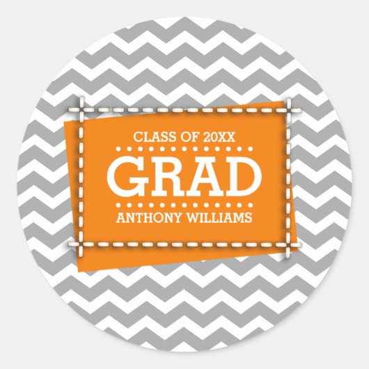 Grijs Chevron Pattern Custom Afstuderen Stickers (Voorkant)