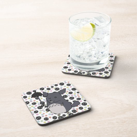 Grijs Chinchilla Pastel Snoep Sterren Bier Onderzetter (Rechterzijde)