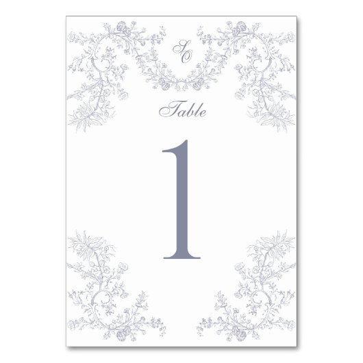 Grijs Chinoiserie Monogram Bruiloft Kaart (Voorkant)