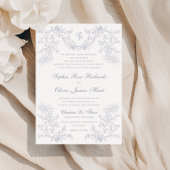  Grijs Chinoiserie Monogram Bruiloft Kaart