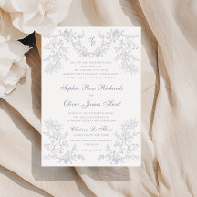  Grijs Chinoiserie Monogram Bruiloft