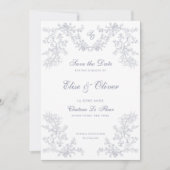 Grijs Chinoiserie Monogram Bruiloft Save The Date (Voorkant)