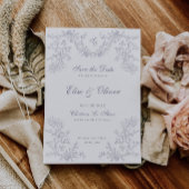  Grijs Chinoiserie Monogram Bruiloft Save The Date