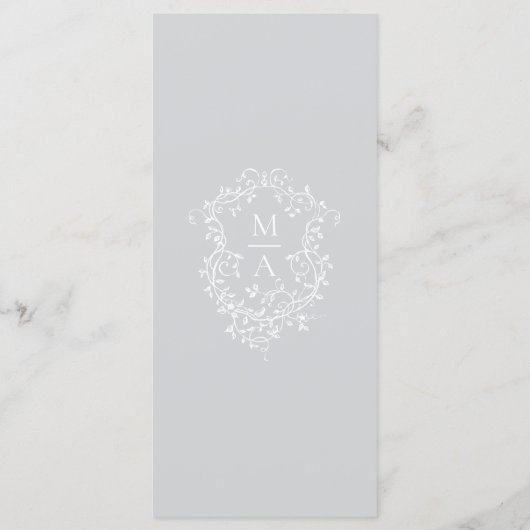 Grijs Classic Bloemen Border Wedding Menu (Achterkant)