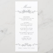 Grijs Classic Bloemen Border Wedding Menu (Voorkant)