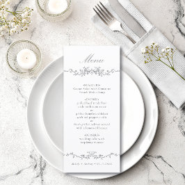 Grijs Classic Bloemen Border Wedding Menu