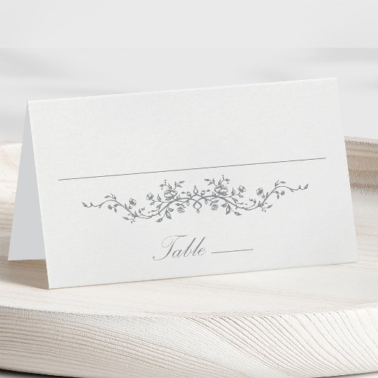 Grijs Classic Floral Wedding Place Card Kaart