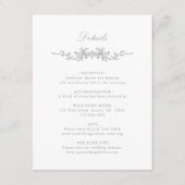 Grijs Classic Franse Bloemen Trouwdetails Informatiekaartje (Voorkant)