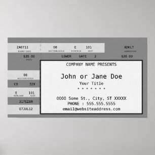 grijs concertkaartje poster