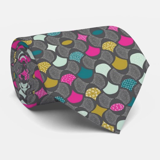 Grijs contrastpatroon stropdas (Opgerold)