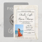 Grijs Costa Rica Paspoort Huwelijksuitnodiging Kaart (Voorkant / Achterkant)