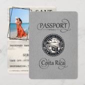 Grijs Costa Rica paspoort Save The Date (Voorkant / Achterkant)