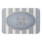 Grijs & Crème Strepen Brons Monogram Badmat (Voorkant)