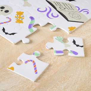 Grijs Cute Halloween-icoontjes Legpuzzel
