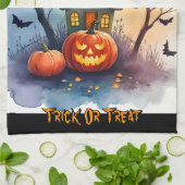 Grijs Cute Moderne Halloween Collectie Theedoek (Gevouwen)