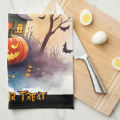 Grijs Cute Moderne Halloween Collectie Theedoek (Quarter Fold)