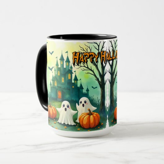 Grijs Cute Populaire Halloween Collectie Mok (Voorkant links)