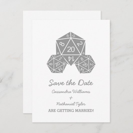 Grijs D20-apparaat Opslaan Briefkaart datum (Voorkant / Achterkant)