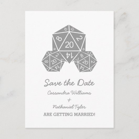 Grijs D20-apparaat Opslaan Briefkaart datum (Voorkant)