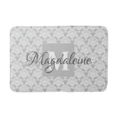 Grijs Damask Badmat met Monogram & Naam (Voorkant)