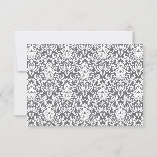 "Grijs Damask (geel)" Damask RSVP nodigt uit Kaartje (Achterkant)