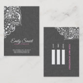 Grijs Damasks Wit  Kant-Afspraakkaart Afsprakenkaartje (Voorkant / Achterkant)