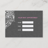 Grijs Damasks Wit  Kant-Afspraakkaart Afsprakenkaartje (Achterkant)