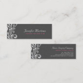 Grijs Damasks Wit Kant Mini Visitekaartje (Voorkant / Achterkant)