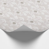 Grijs Damast Grijs Kant Stof Print Wrapping Papier (Hoek)