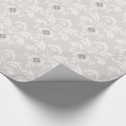 Grijs Damast Grijs Kant Stof Print Wrapping Papier (Hoek)