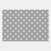 Grijs Damast Inpakpapier Plat Vellen Set Van 3 (Voorkant 3)