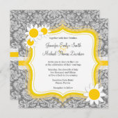 grijs damast met Daisy Kaart (Voorkant / Achterkant)