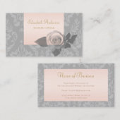  grijs damast Roos Elegant roze Lijst Visitekaartje (Voorkant / Achterkant)