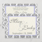 Grijs Damast Uitnodiging (Voorkant / Achterkant)