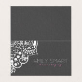 Grijs Damast Wit Mandala Visitekaartje (Buitenkant ongevouwen)