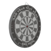 Grijs dartboard met douanetekst dartbord (Voorkant Links)