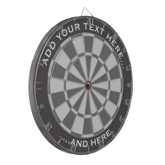 Grijs dartboard met douanetekst dartbord (Voorkant Links)