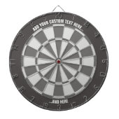 Grijs Dartbord met aangepaste tekst (Voorkant)