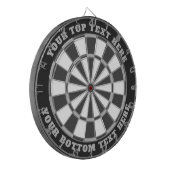Grijs Dartbord met aangepaste tekst (Voorkant Links)