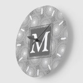 Grijs de cirkelspatroon van het monogram grote klok (Hoek)