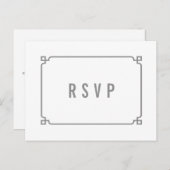 Grijs Deco Chic Bruiloft RSVP Briefkaart (Voorkant / Achterkant)